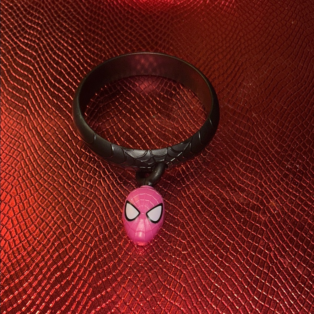 Black Bracelet with Pink Spider-Man Charm